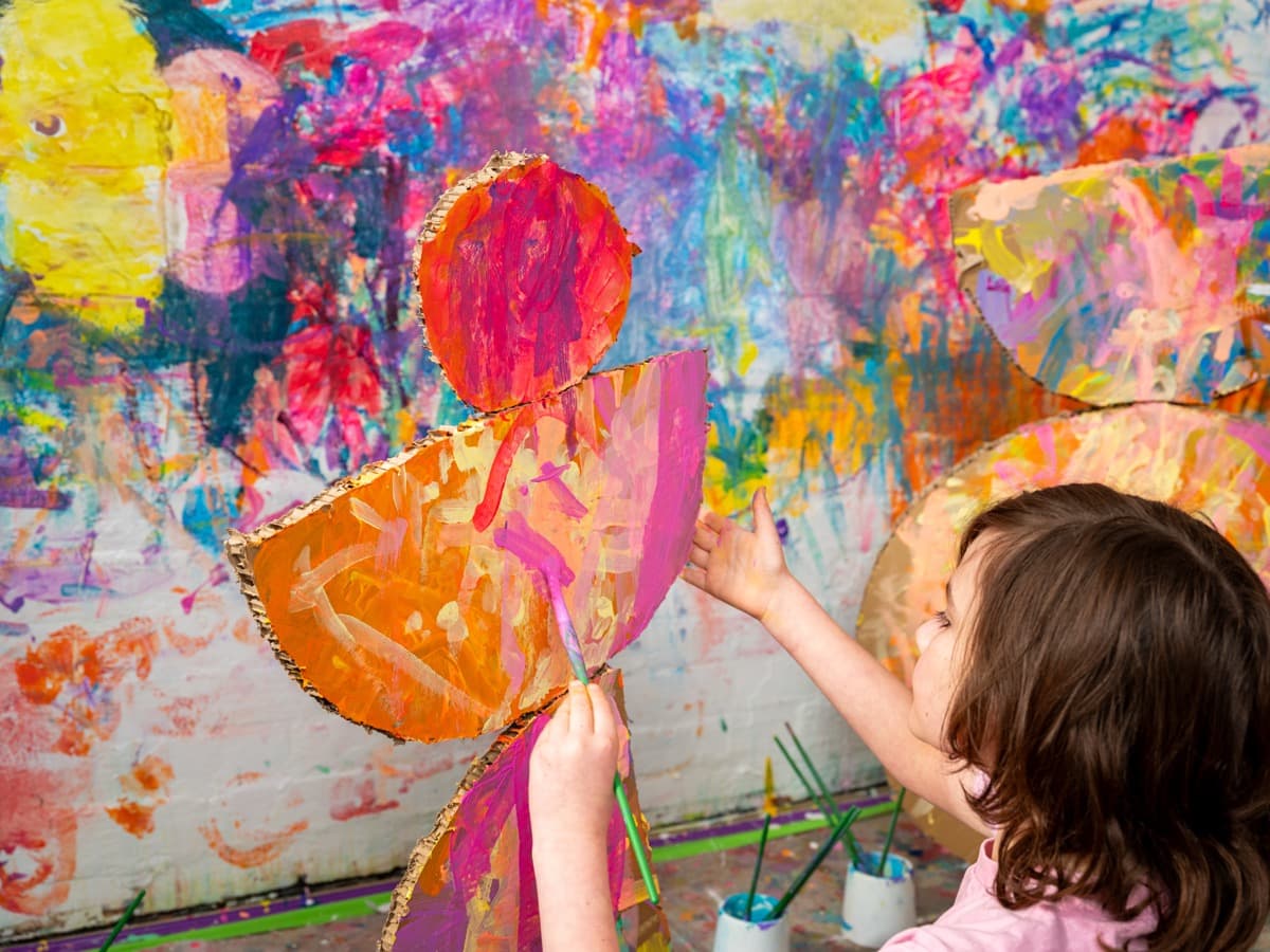 Artwork on display at a party