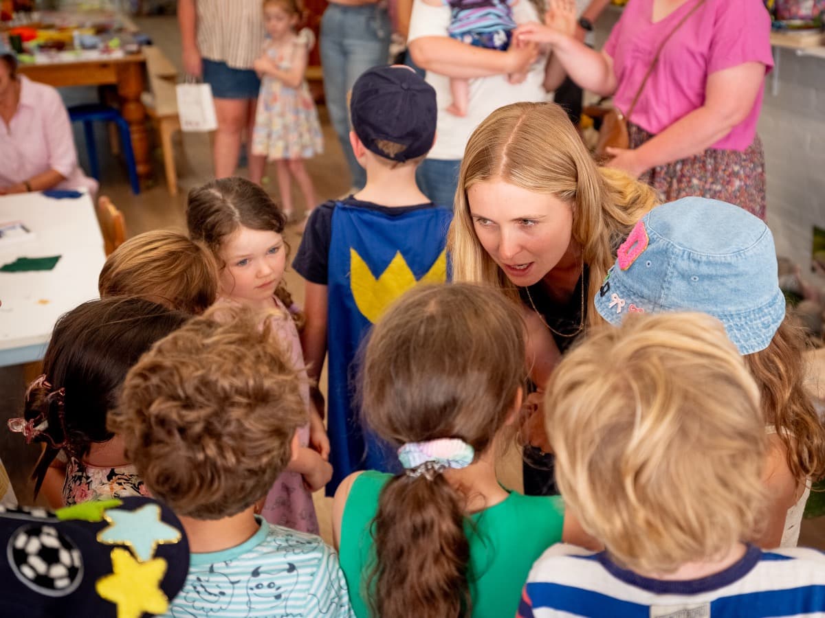 Group art activity at a birthday party