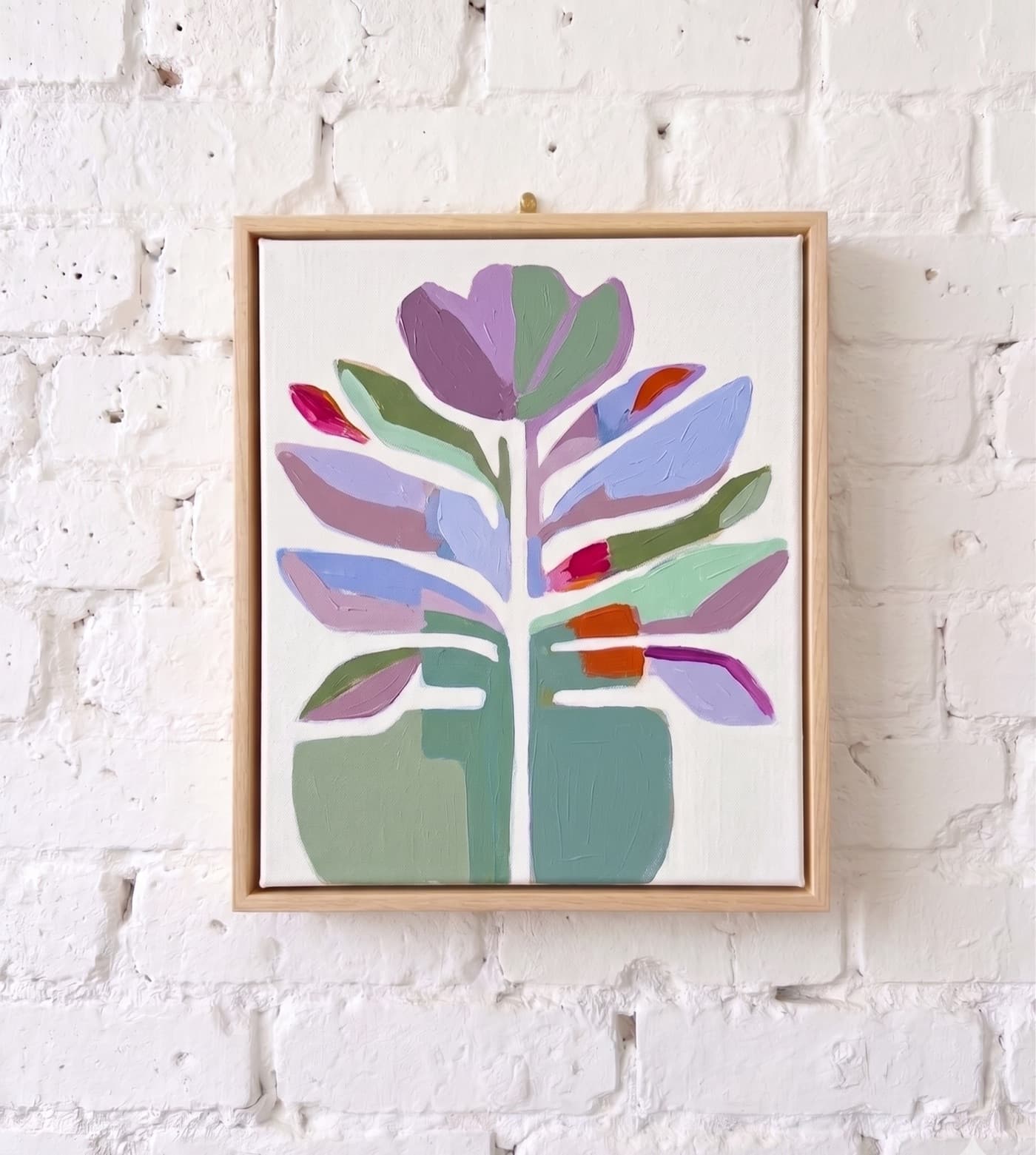 Workshop artwork example — bold botanical reveal in colour